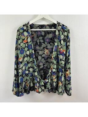 SOLD. By Jeanne Engelhart Women’s Floral Tie Front Top Si